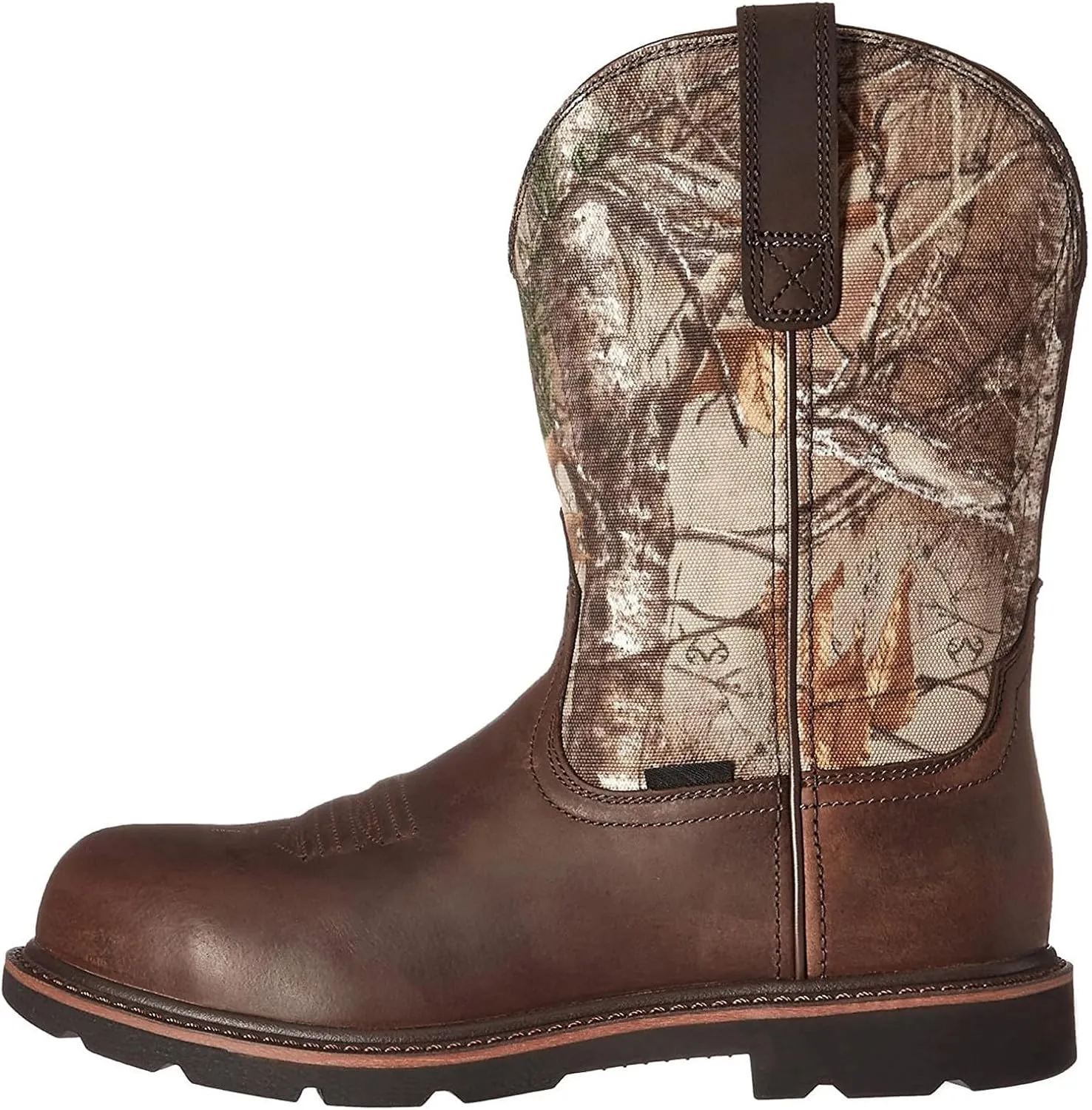 Mens Cowboy Boots: Square Toe, Embroidered, Wide Calf, Slip On, Brown Leather, Western, Winter Boots (7.5-13 US, 38-48 EU)