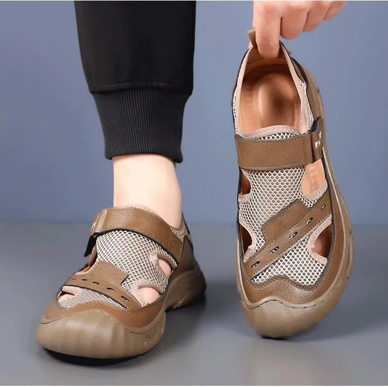 Men's Cutout Mesh Handmade Flat Casual Loafers Slip-on Casual Walking Shoes for Men