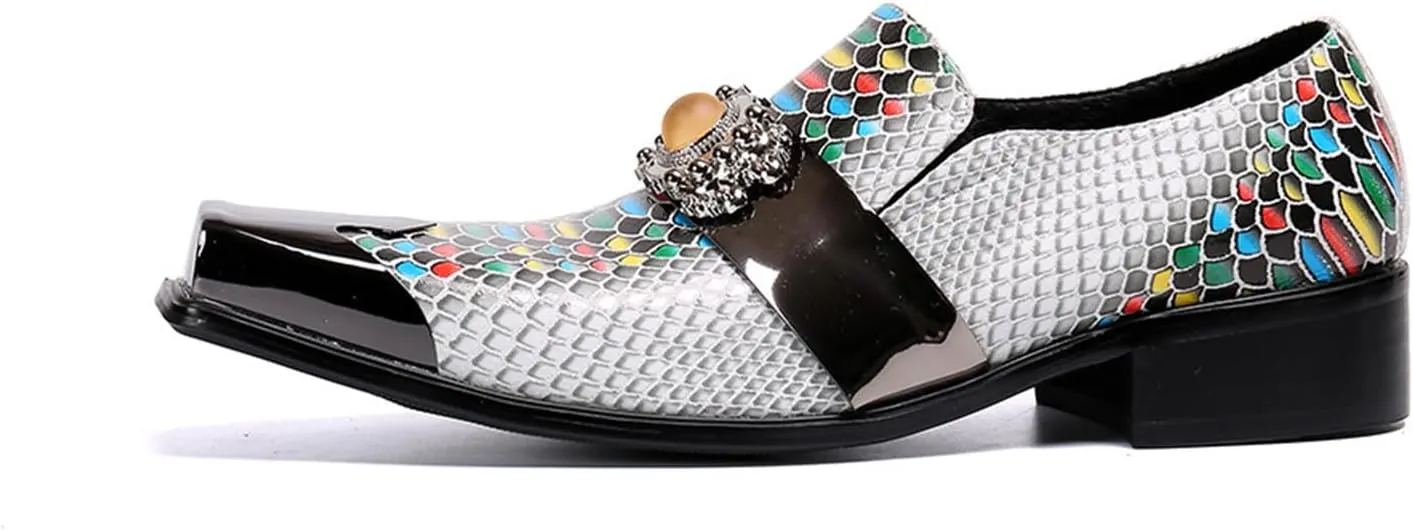 Mens Dress Shoes, Casual Loafers Cowhide Shoes Genuine Leather Large Size Low Top Metal Toe Slip-Ons Breathable Business Formal Shoes