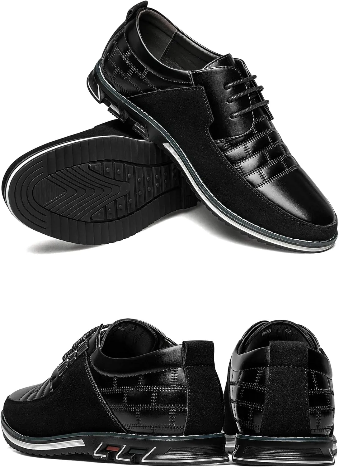 Mens Dress Shoes Comfortable Fashion Dress Sneakers Men Premium Vegan Leather Casual Shoes Business Office Wedding Formal Modern Oxfords