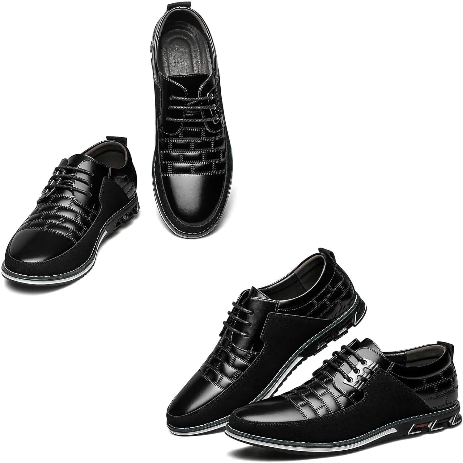 Mens Dress Shoes Comfortable Fashion Dress Sneakers Men Premium Vegan Leather Casual Shoes Business Office Wedding Formal Modern Oxfords
