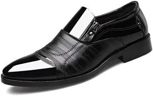 Men's Dress Shoes Patent Leather Loafers Pointed Zipper Oxford Formal Business Tuxedo Shoes