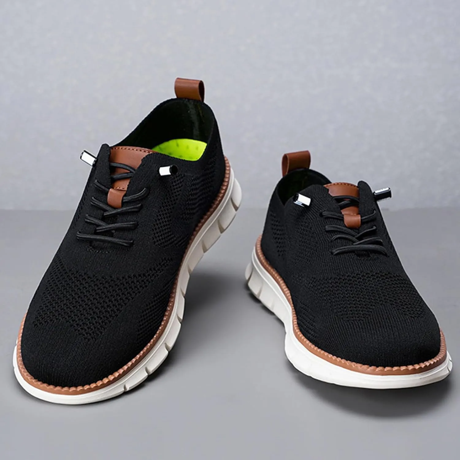 Mens Dress Shoes Work Shoes Wide Width Non Slip Casual Dress Lightweight Breathable Basic Relaxed Shoe Business Workout Walking Running Outdoor Sneakers Mesh Knit Lace-Up Soft Loafers Oxfords
