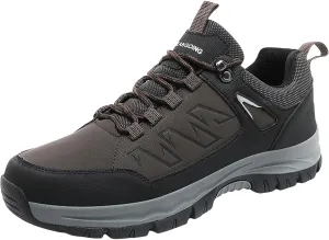 Men's Entry Level Hiking Waterproof Casual Breathable Leather Outdoor Lightweight Non Slip Comfortable Mountaineering Climbing Walking Work Shoes for Men