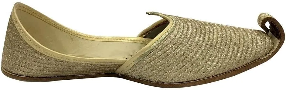 Mens Ethnic Designer Punjabi Jutti for Men Cream Gold Shoes Wedding Khussa Traditional Handmade Loafers