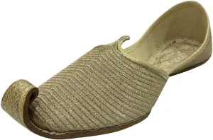 Mens Ethnic Designer Punjabi Jutti for Men Cream Gold Shoes Wedding Khussa Traditional Handmade Loafers