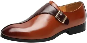 Men's Fashion Casual Leather Dress Shoes, British Two-Tone Cowhide Formal Wedding Shoes, Breathable Slip-On Loafers for Men