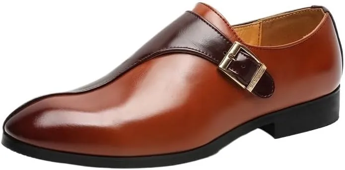 Men's Fashion Casual Leather Dress Shoes, British Two-Tone Cowhide Formal Wedding Shoes, Breathable Slip-On Loafers for Men