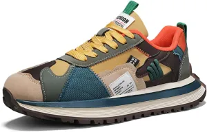 Mens Fashion Multicolor Lace-Up Platform Sneakers Low-Top Non Slip Round Toe Casual Chunky Sports Shoes for Gym Sports Tennis Jogging Running Walking