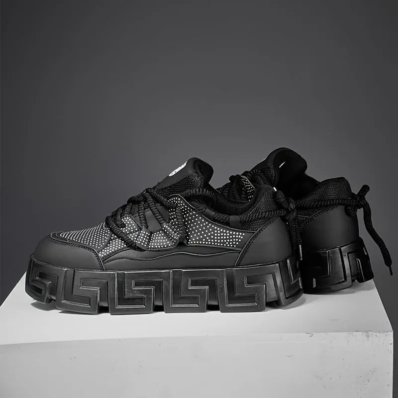 Men's Fashion Sneakers - Casual Solid Color Art