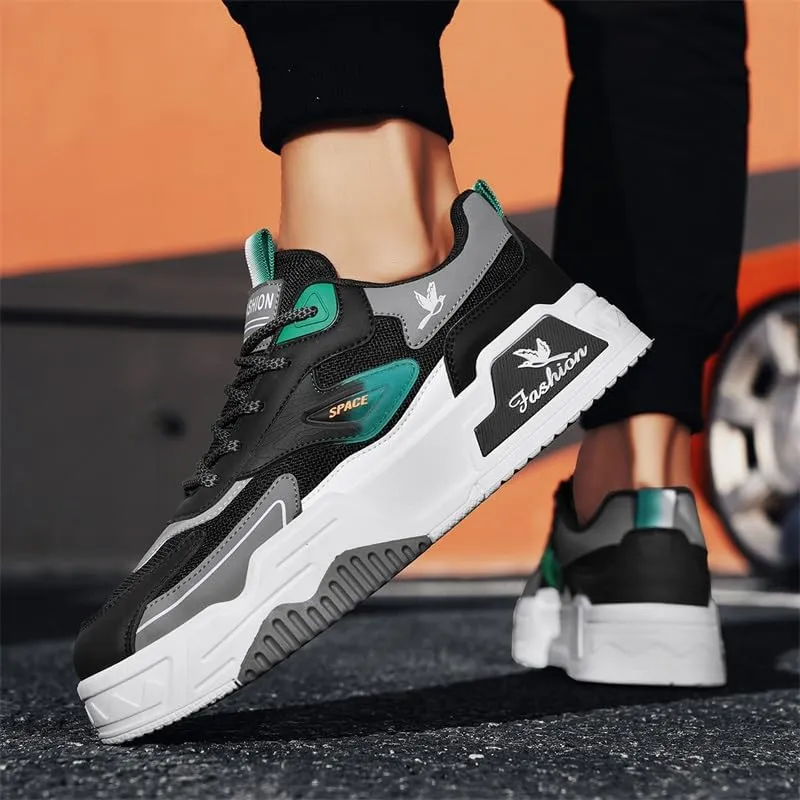 Men's Fashion Sneakers Casual Walking Shoes Non Slip Breathable Comfy Trendy Platform Shoes for Outdoor Walking Jogging Camping, All Seasons Men's Lace Up Sneakers