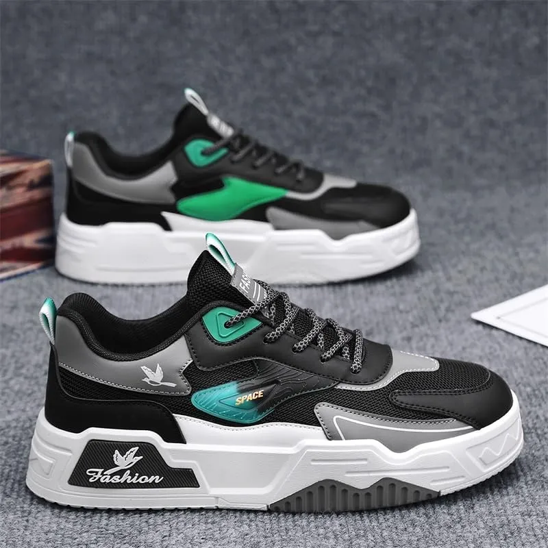 Men's Fashion Sneakers Casual Walking Shoes Non Slip Breathable Comfy Trendy Platform Shoes for Outdoor Walking Jogging Camping, All Seasons Men's Lace Up Sneakers