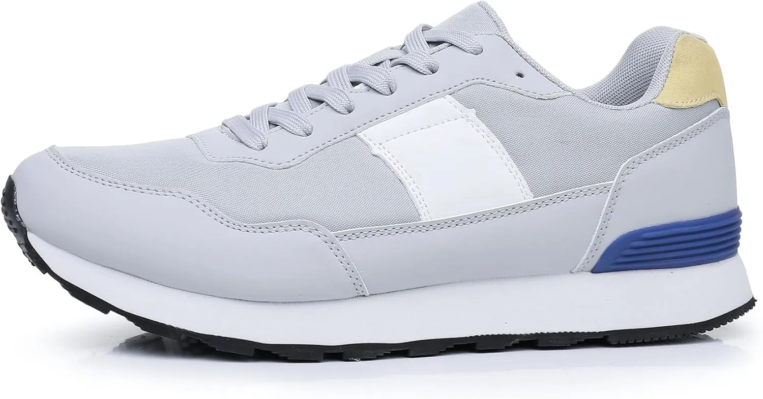 Men's Fashion Sneakers Lace Up Retro Classic Running Shoes for Men Mesh Lightweight and Breathable Non-Slip Rubber Outsole and EVA Midsole Walking Sport Shoes