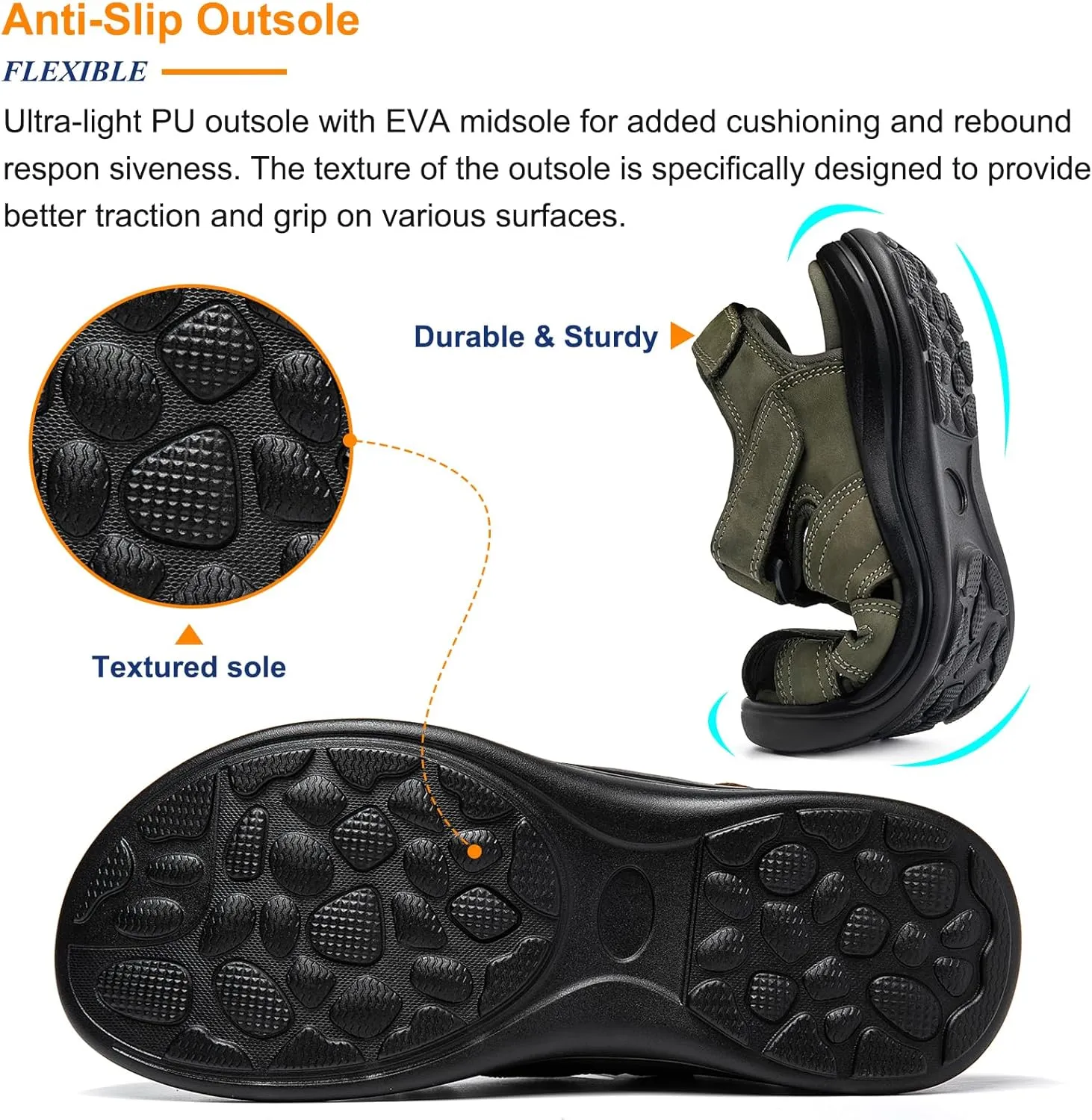 Mens Fisherman Leather Closed Toe Sandals Walking Dress Casual Sandalias Whith Memory Foam Summer Outdoor Athletic Adjustable Comfortable