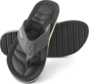 Mens Flip Flops - Comfort Arch Support Slides - Memory Foam Slip On Beach Sandals - Waterproof Open Toe Thong Slippers Summer Footwear