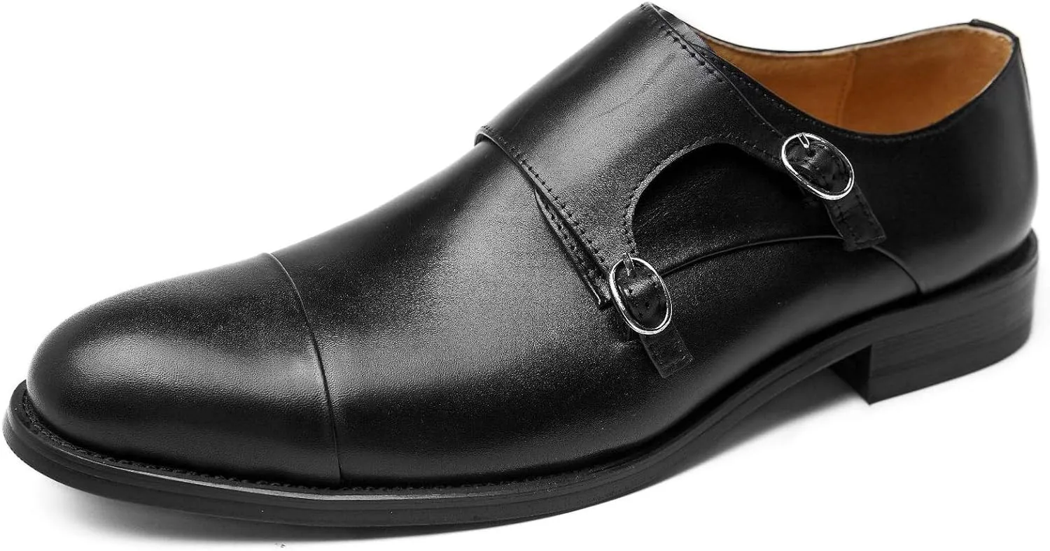 Men's Formal Dress Shoes，Double Buckle Monk Shoes Business Leather Shoes Loafers Urban Walking Work Party Banquet,Black- 44/UK 9.5/US 10