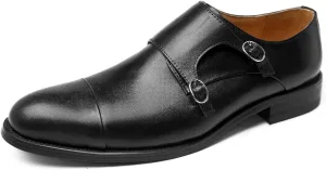 Men's Formal Dress Shoes，Double Buckle Monk Shoes Business Leather Shoes Loafers Urban Walking Work Party Banquet,Black- 44/UK 9.5/US 10