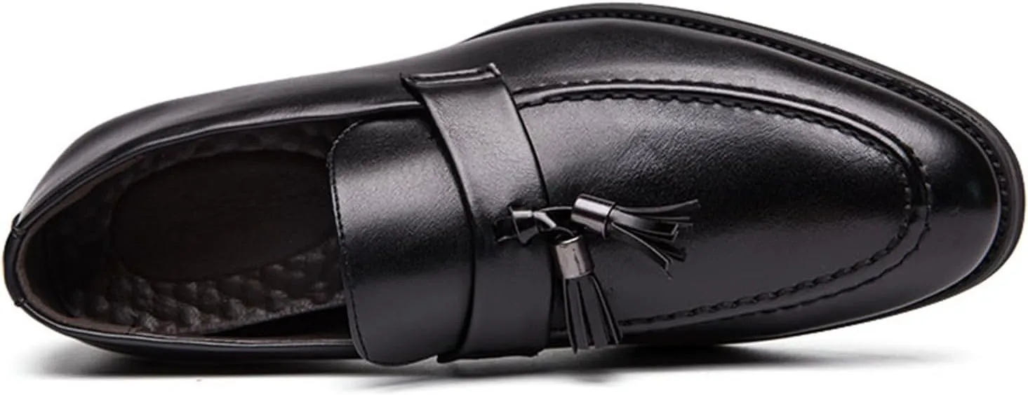Men's Genuine Leather Slip On Tassels Loafers Classic Casual Dress Penny Loafers Vintage Formal Business Wedding Smoking Shoes