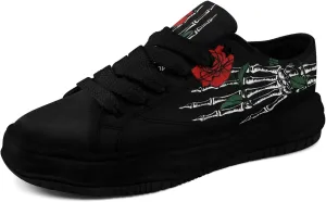 Men's Gothic Skull Fashion Sneakers Casual Skateboarding Canvas Shoes for Women Streetwear Trendy Comfort Walking Shoes