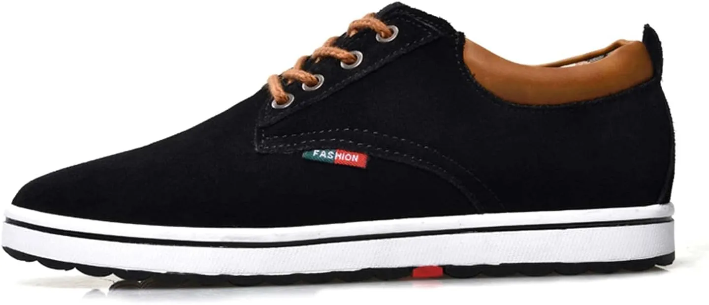 Men's Lace Up Oxford Shoes Low Top Flannelette Cowhide Leather Dress Shoes Casual Sneakers Invisible Height Increasing Elevator Shoes- 2.36 Inches Taller