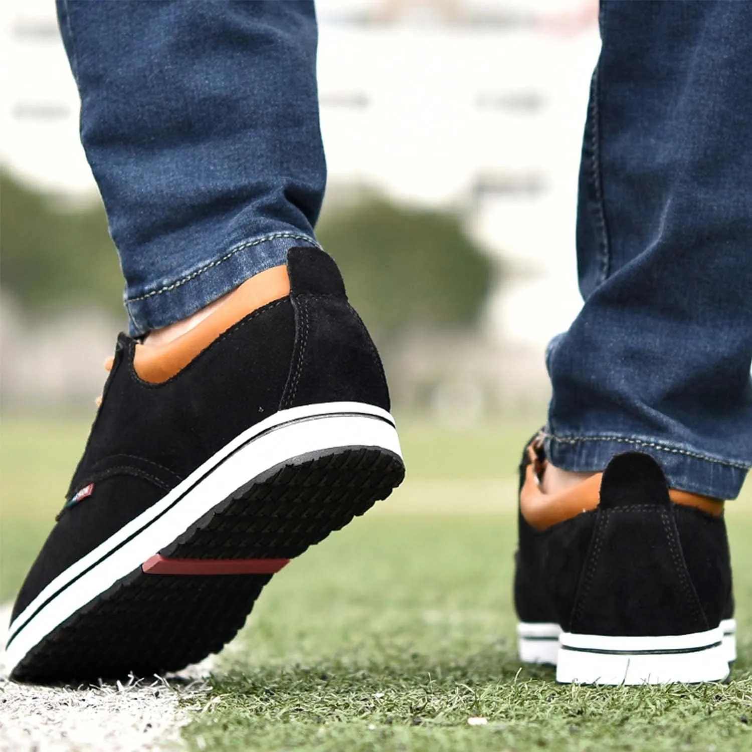 Men's Lace Up Oxford Shoes Low Top Flannelette Cowhide Leather Dress Shoes Casual Sneakers Invisible Height Increasing Elevator Shoes- 2.36 Inches Taller