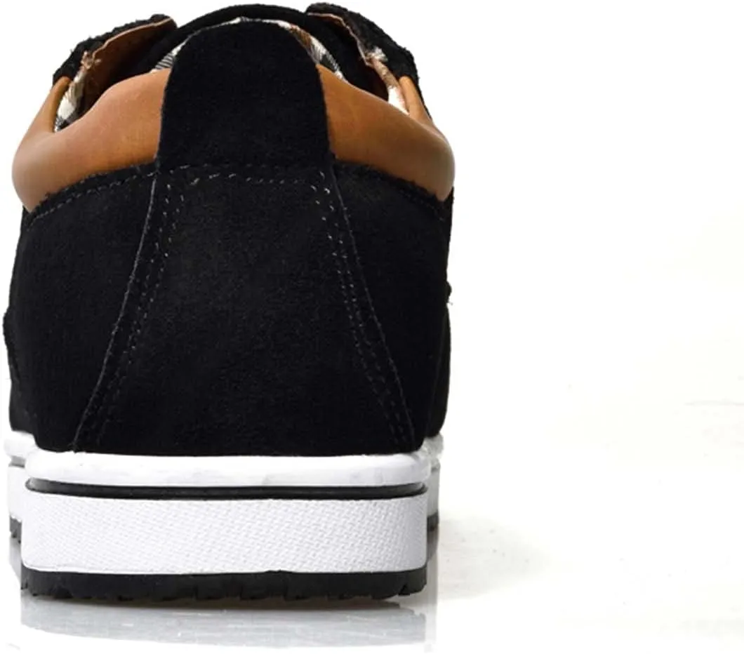 Men's Lace Up Oxford Shoes Low Top Flannelette Cowhide Leather Dress Shoes Casual Sneakers Invisible Height Increasing Elevator Shoes- 2.36 Inches Taller