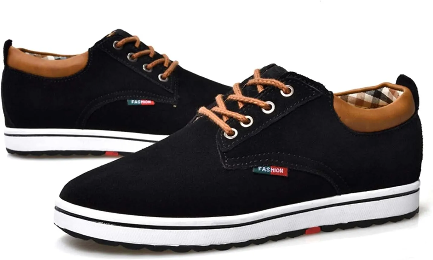 Men's Lace Up Oxford Shoes Low Top Flannelette Cowhide Leather Dress Shoes Casual Sneakers Invisible Height Increasing Elevator Shoes- 2.36 Inches Taller