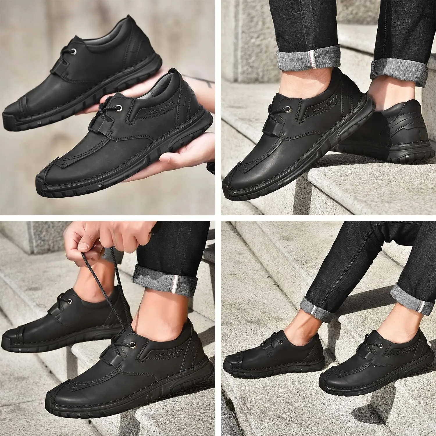 Men's Leather Casual Shoes Fashion Sneakers Driving Loafers Walking Shoes for Men