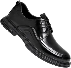 Men’s Leather Oxford Dress Shoes Formal Business Lace Up Loafers Round Toe Comfortable Non Slip Classic Tuxedo Office Wedding Shoes for Men Workwear