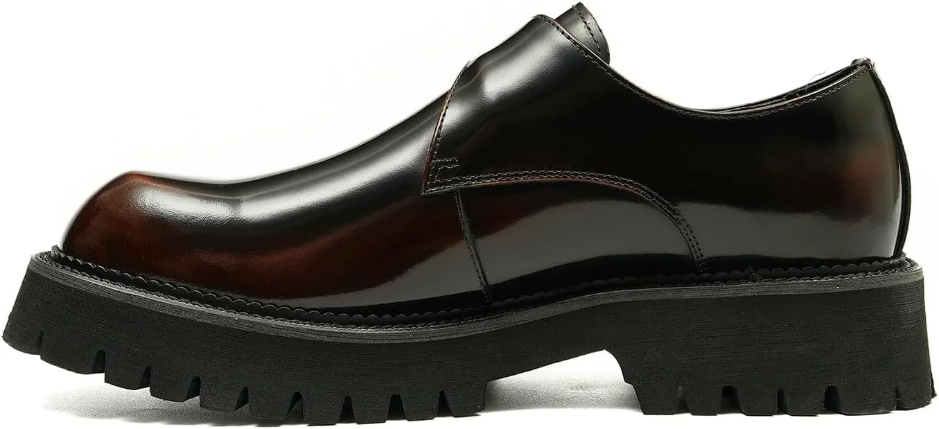 Mens Loafers Formal Dress Patent Leather Buckle Loafers Fashion Tuxedo Wedding Business Casual Mocasines Comfortable Thick Sole Walking Shoes for Men