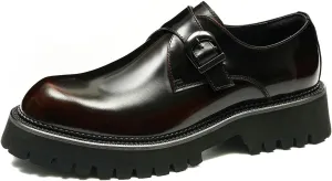 Mens Loafers Formal Dress Patent Leather Buckle Loafers Fashion Tuxedo Wedding Business Casual Mocasines Comfortable Thick Sole Walking Shoes for Men