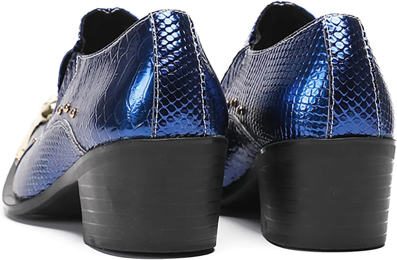 Mens Loafers Party Dress Slip On Shoes Genuine Leather Metal-Tip Toe Red Diamond Penny Mocassins Fashion Casual Prom Wedding Tuxedo Disco Western Shoes for Boys