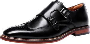 Mens Loafers Silp On Formal Dress Genuine Leather Double Buckle Monk Strap Loafers Fashion Comfort Business Shoes for Men