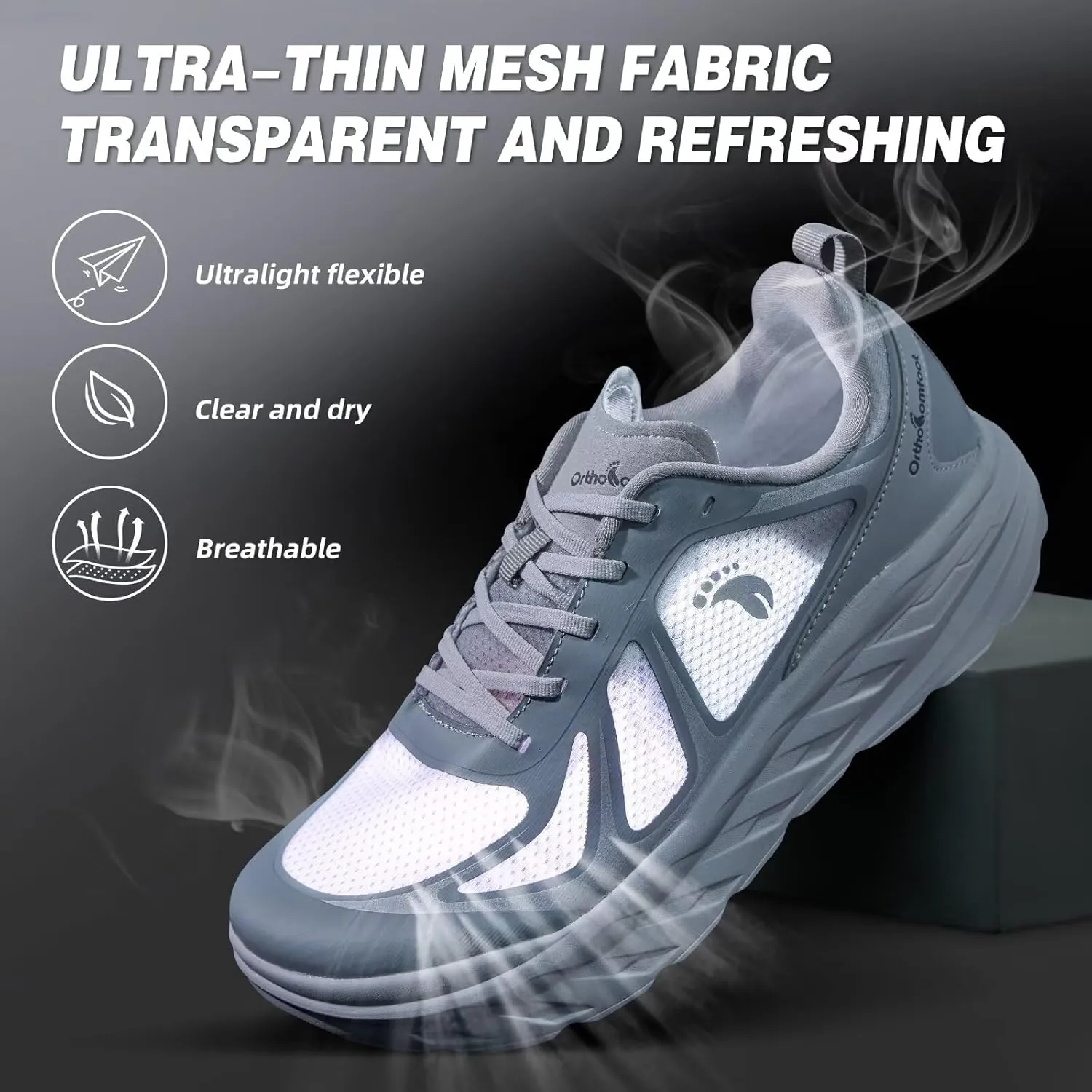 Men's Orthopedic Diabetic Wide Running Shoes: Comfortable Arch Support Plantar Fasciitis Sports Sneakers, Casual Orthotic Swollen Tennis Work Walking Shoes for Foot and Heel Pain Relief