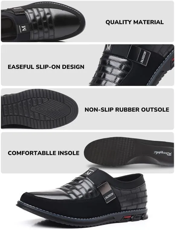 Men’s Oxford No-Stripe Orthopedic Leather Shoes Derby Formal Business Dress Sneakers Casual Walking Driving Slip-on Loafers