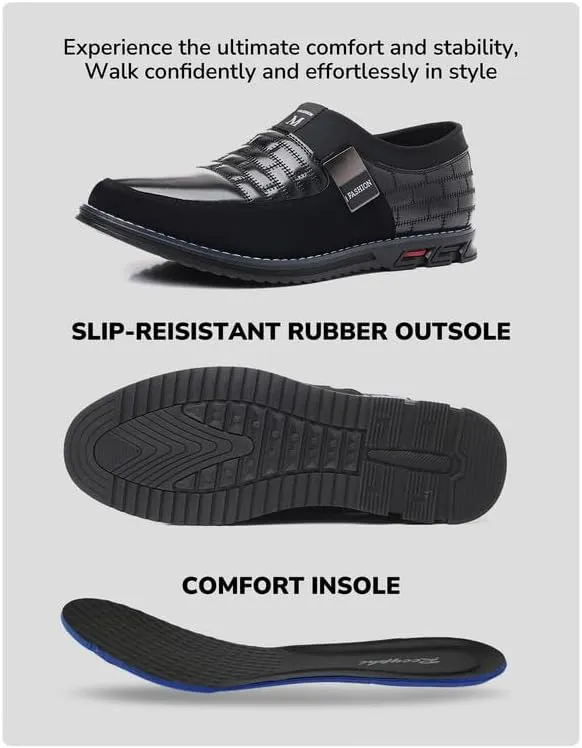 Men’s Oxford No-Stripe Orthopedic Leather Shoes Derby Formal Business Dress Sneakers Casual Walking Driving Slip-on Loafers
