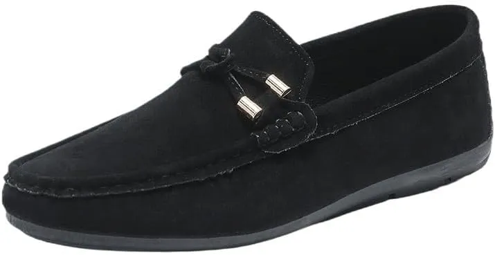 Men's Party Loafers Shoes Suede Vamp Party Round Toe Tuxedo Wedding Block Heel Formal Slip-on