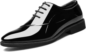 Men's Patent Leather Tuxedo Dress Shoes Classic Lace-up Formal Business Oxford Wedding Shoes