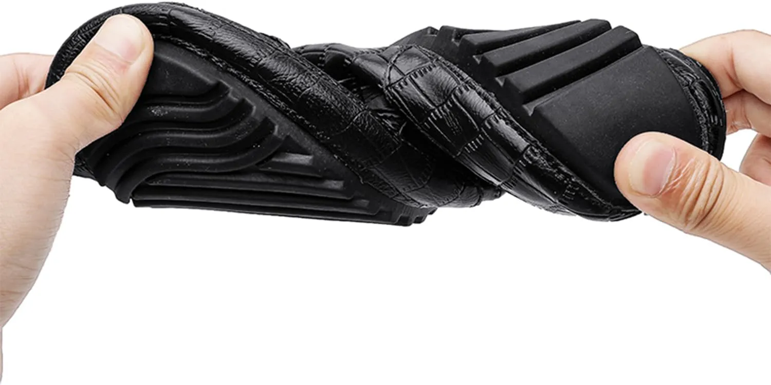 Men's Penny Loafers Crocodile Pattern Leather Loafers Soft Lightweight Black Slip-On Driving Moccasins Boat Shoes