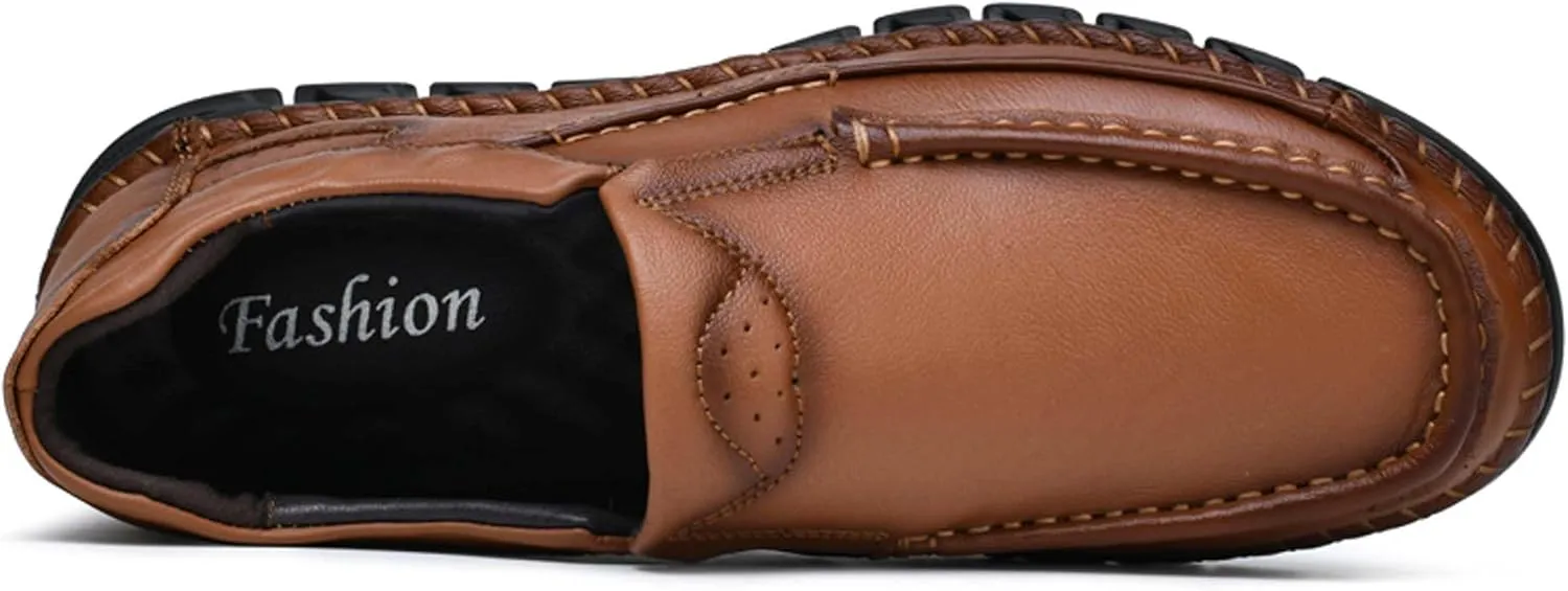 Men's Premium First Layer Cowhide Leather Walking Shoes,Flat Casual Shoes,Casual Loafers Men's,Leather Casual Sneakers,Driving Shoes,Hand Sewn,Two Closure Type Options