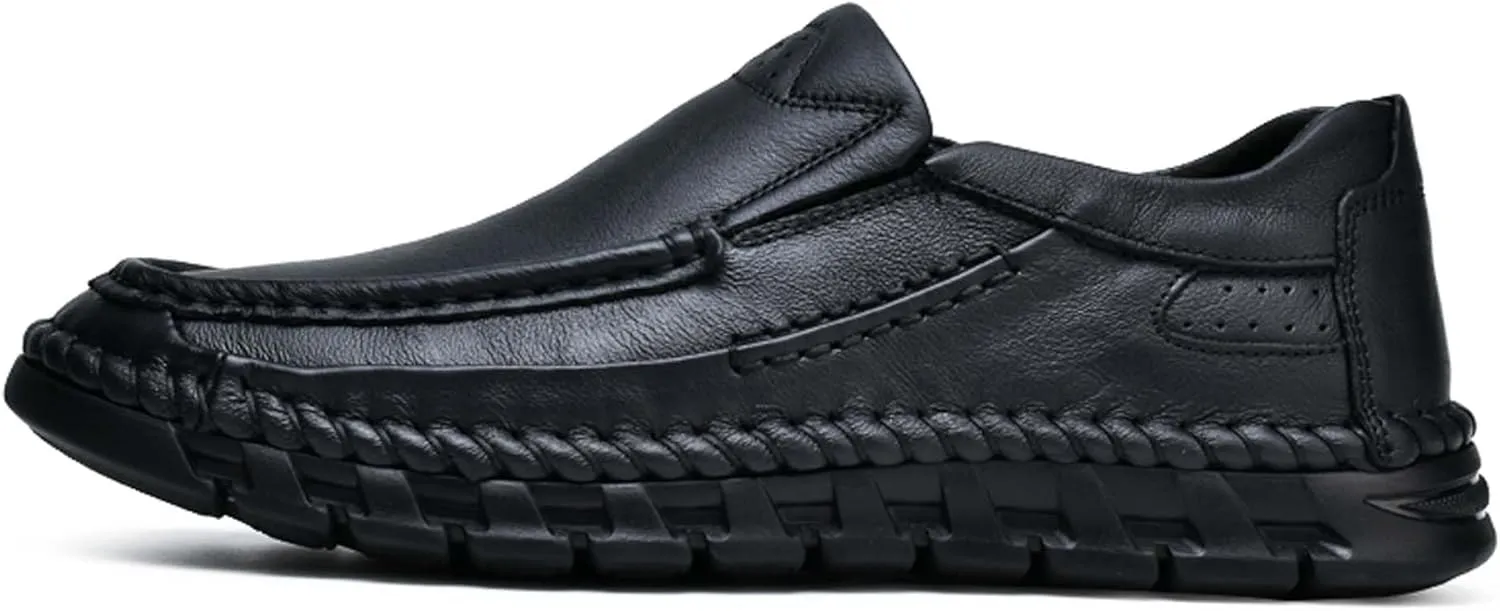 Men's Premium First Layer Cowhide Leather Walking Shoes,Flat Casual Shoes,Casual Loafers Men's,Leather Casual Sneakers,Driving Shoes,Hand Sewn,Two Closure Type Options