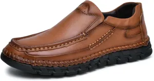 Men's Premium First Layer Cowhide Leather Walking Shoes,Flat Casual Shoes,Casual Loafers Men's,Leather Casual Sneakers,Driving Shoes,Hand Sewn,Two Closure Type Options
