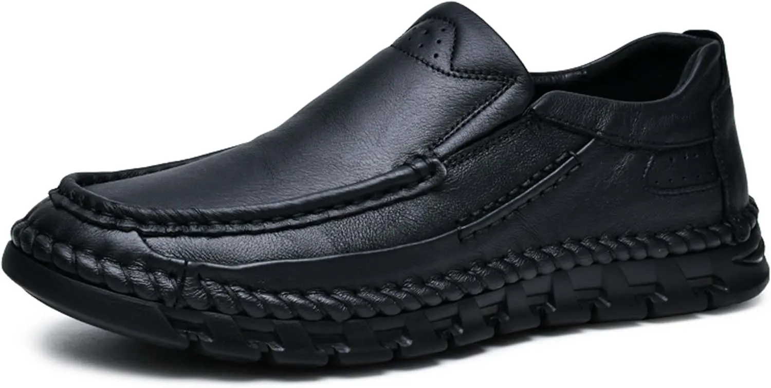 Men's Premium First Layer Cowhide Leather Walking Shoes,Flat Casual Shoes,Casual Loafers Men's,Leather Casual Sneakers,Driving Shoes,Hand Sewn,Two Closure Type Options