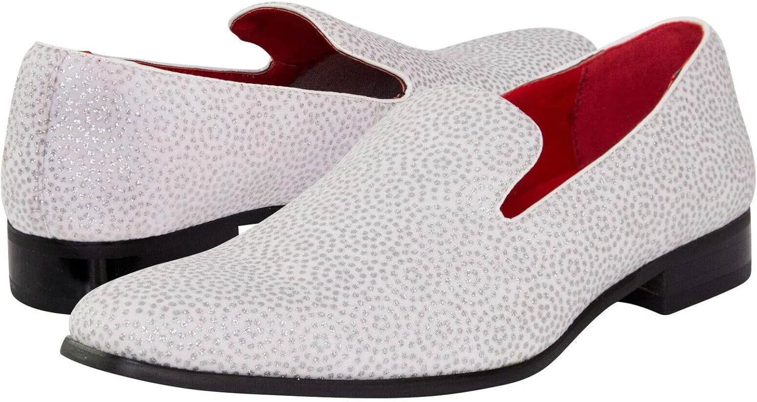 Men's Shiny Smart Sparkling Leather Glitter Slip On Casual Party Dancing Loafers Moccasin Dress Shoes