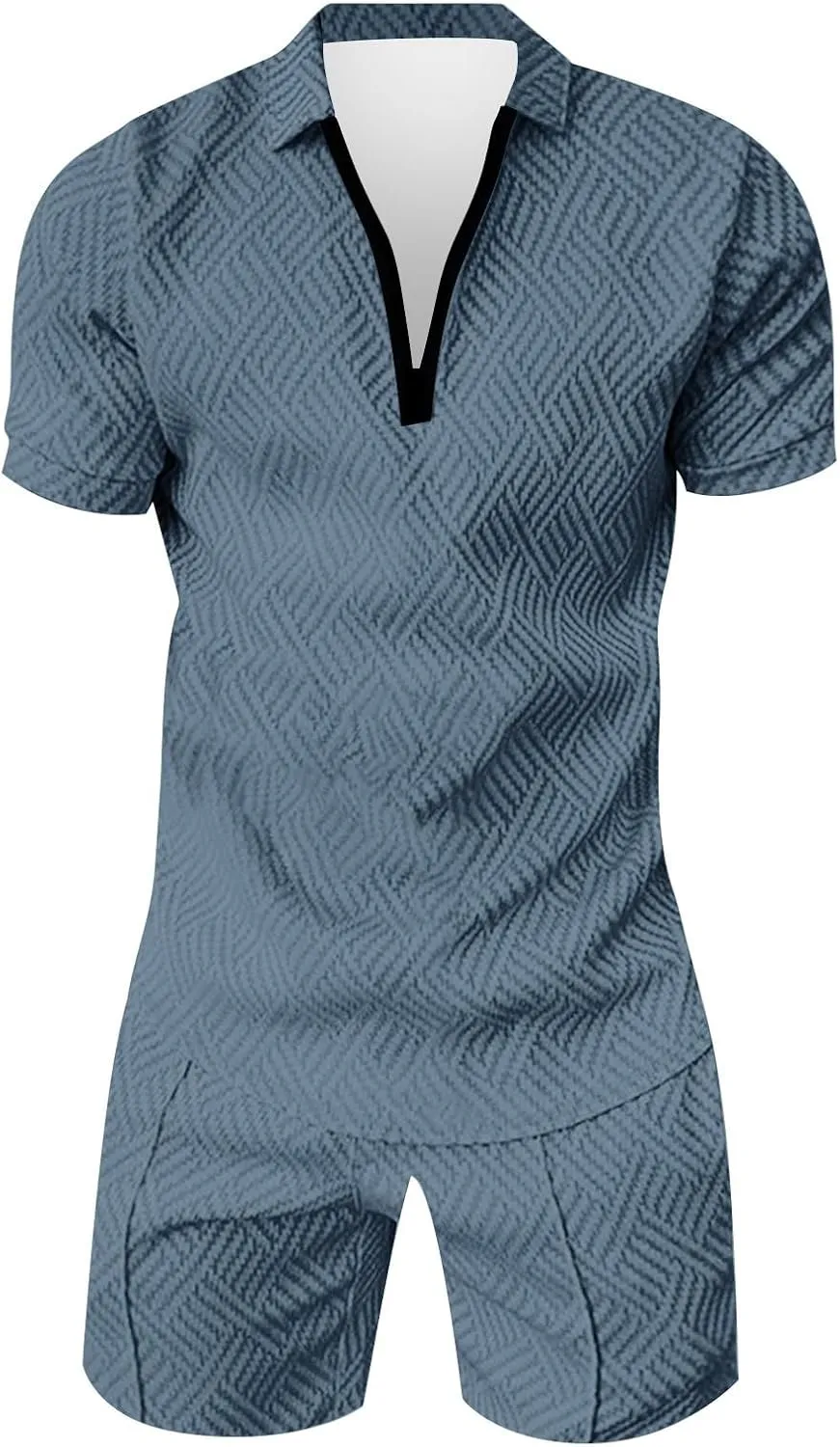 Men's Short Sets 2 Piece Beach Vacation Outfits Casual Summer Beach Jogging Track Suits Matching Polo Shirt and Shorts Sets