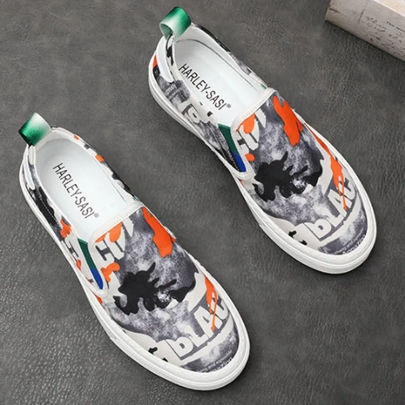 Men's Slip-On Canvas Sneakers with Breathable Lining - Ideal for Summer, Spring, or Indoor Activities