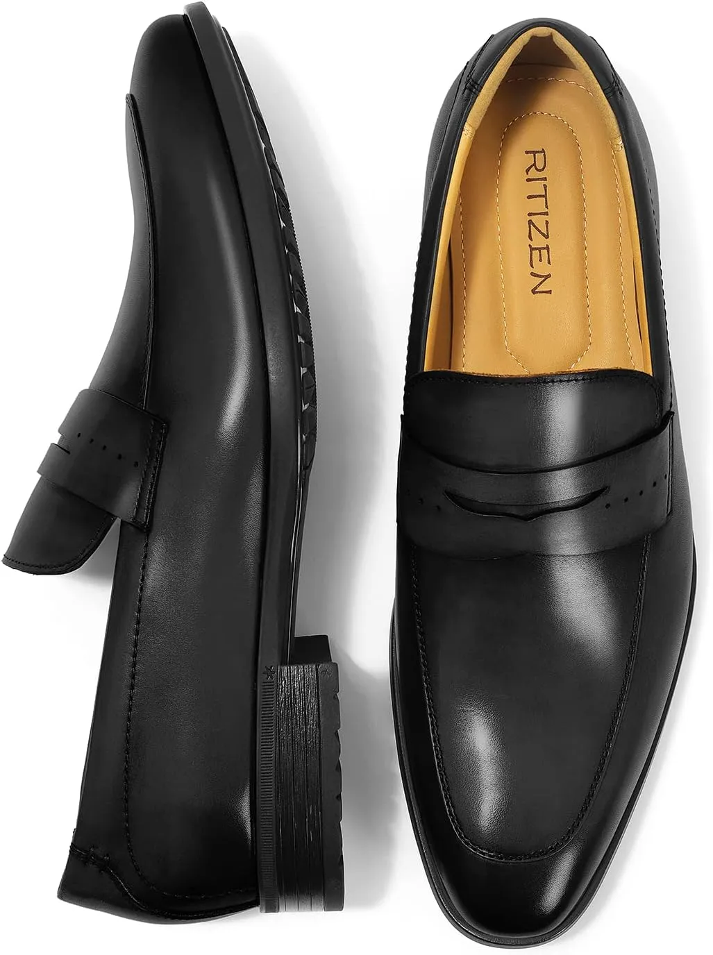 Men's Slip on Oxford Dress Shoes Classic Handmade Calfskin Manufacturing More Compact, Choose The Right Size to Modify The Foot Shape