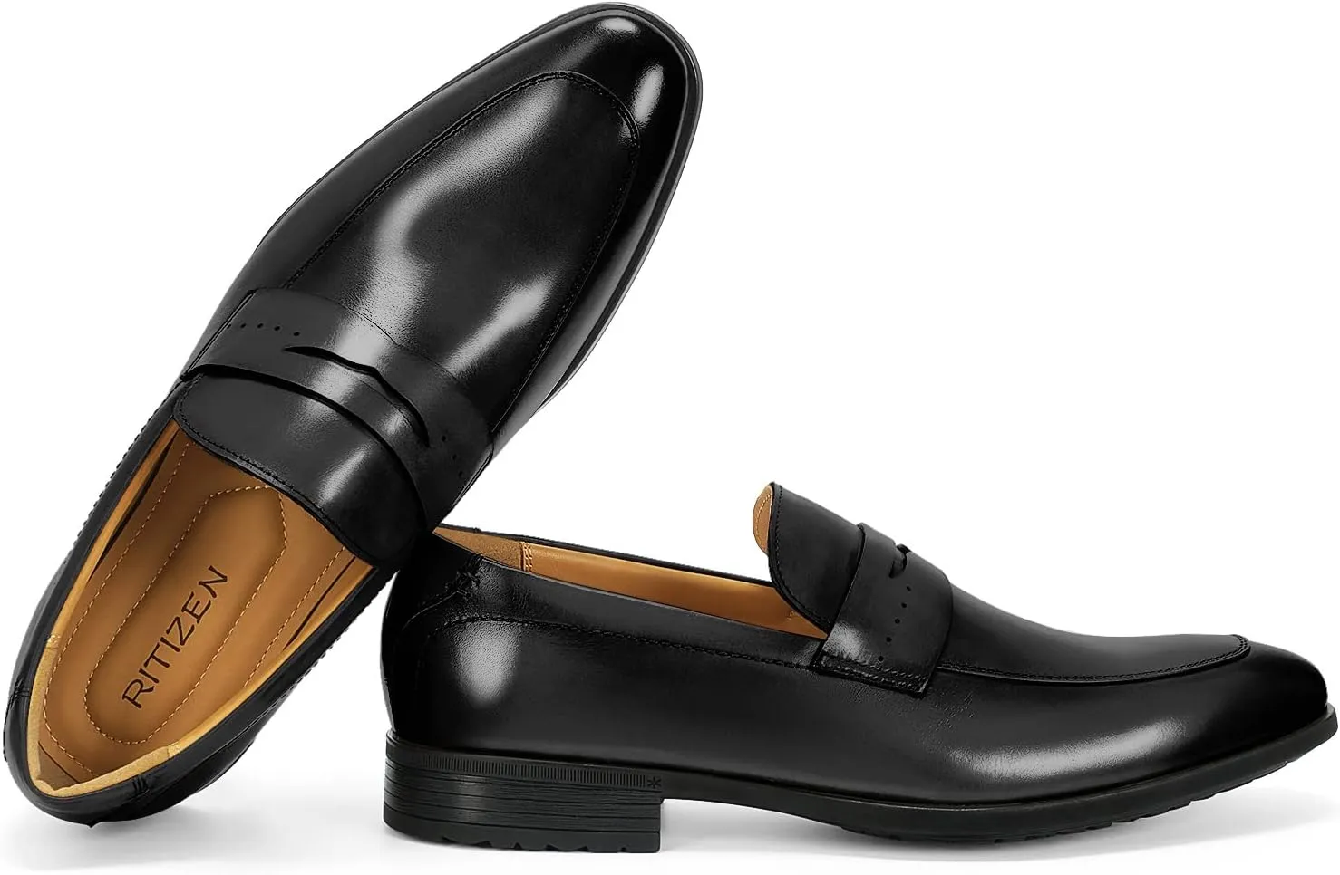 Men's Slip on Oxford Dress Shoes Classic Handmade Calfskin Manufacturing More Compact, Choose The Right Size to Modify The Foot Shape