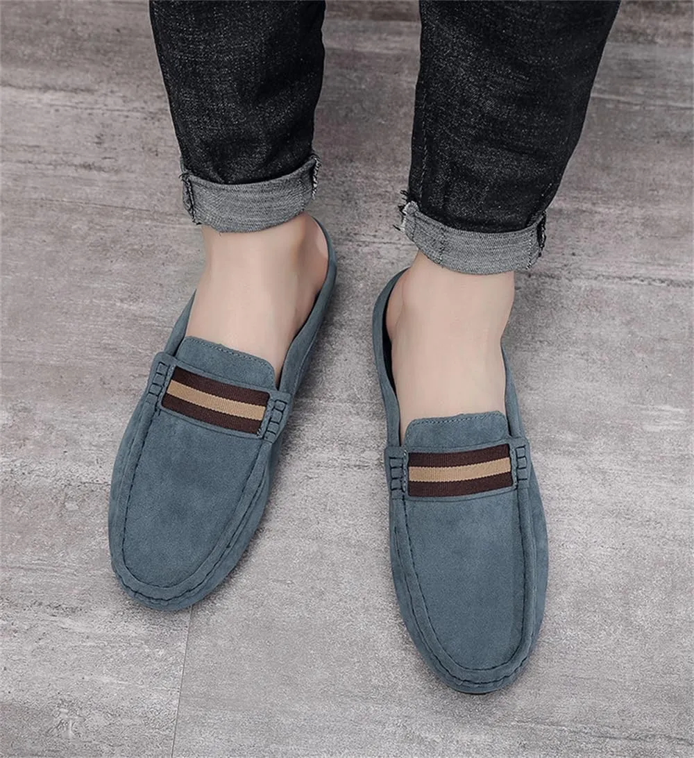 Men's Slippers Summer Breathable Slip-On Loafers Formal Wear Casual Open Back Business Casual Shoes