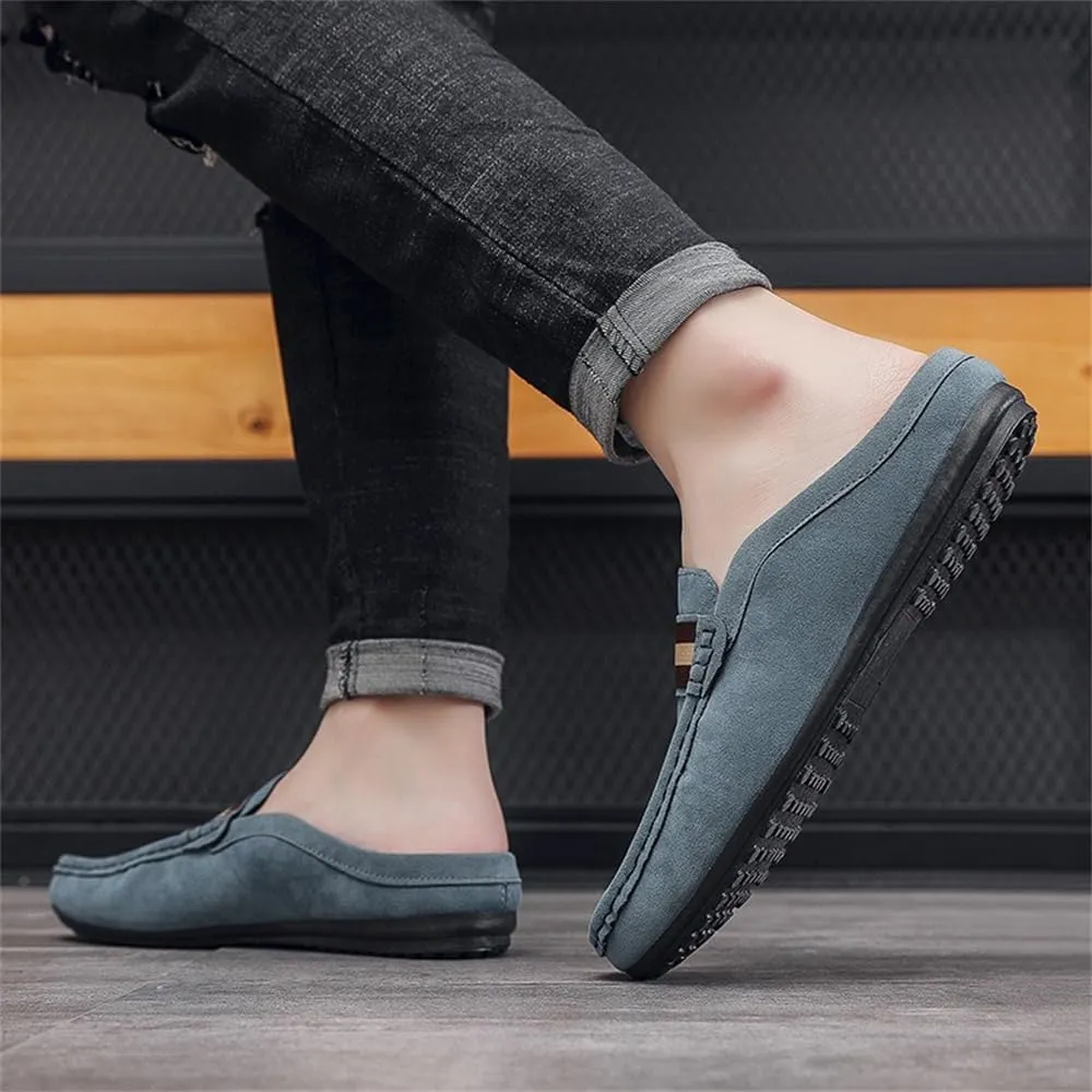 Men's Slippers Summer Breathable Slip-On Loafers Formal Wear Casual Open Back Business Casual Shoes